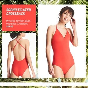 Uniqlo Red Crossback One Piece Swimsuit - new